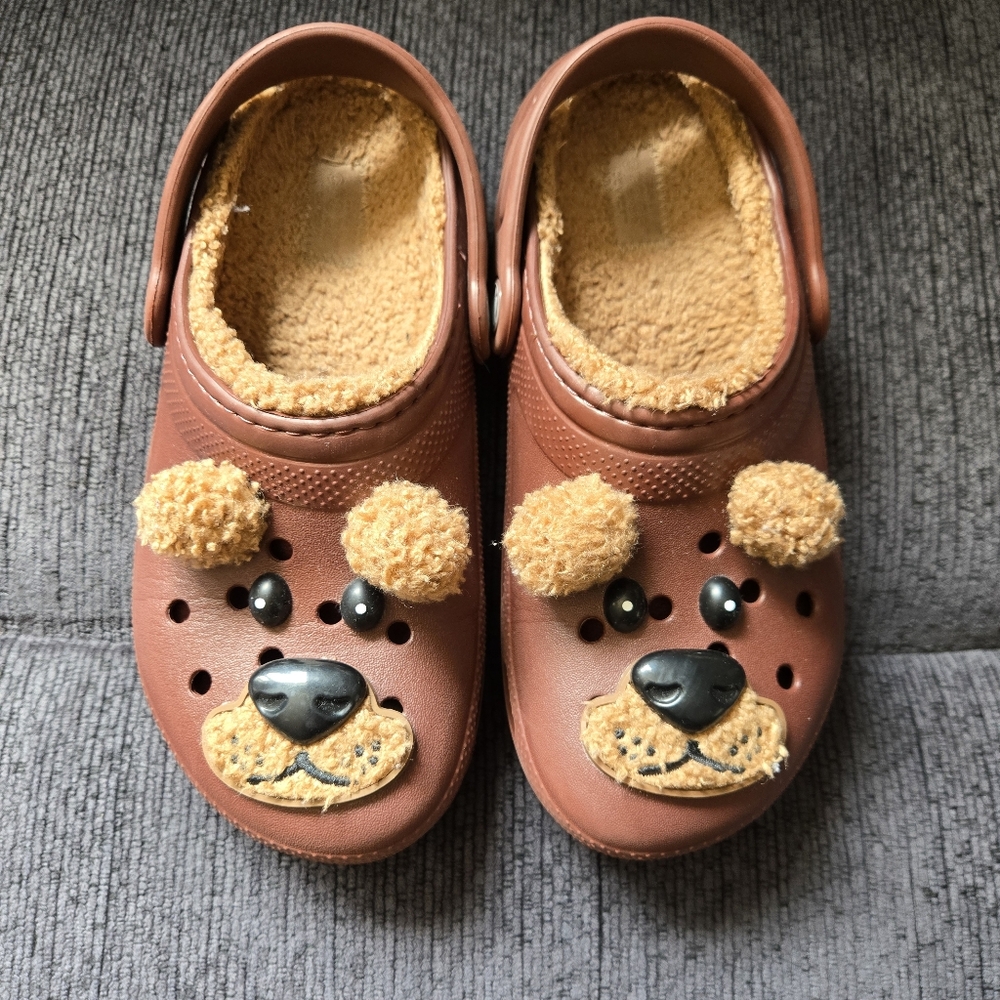 Crocs Kids Classic Lined Brown Bear / Teddy Bear Clogs